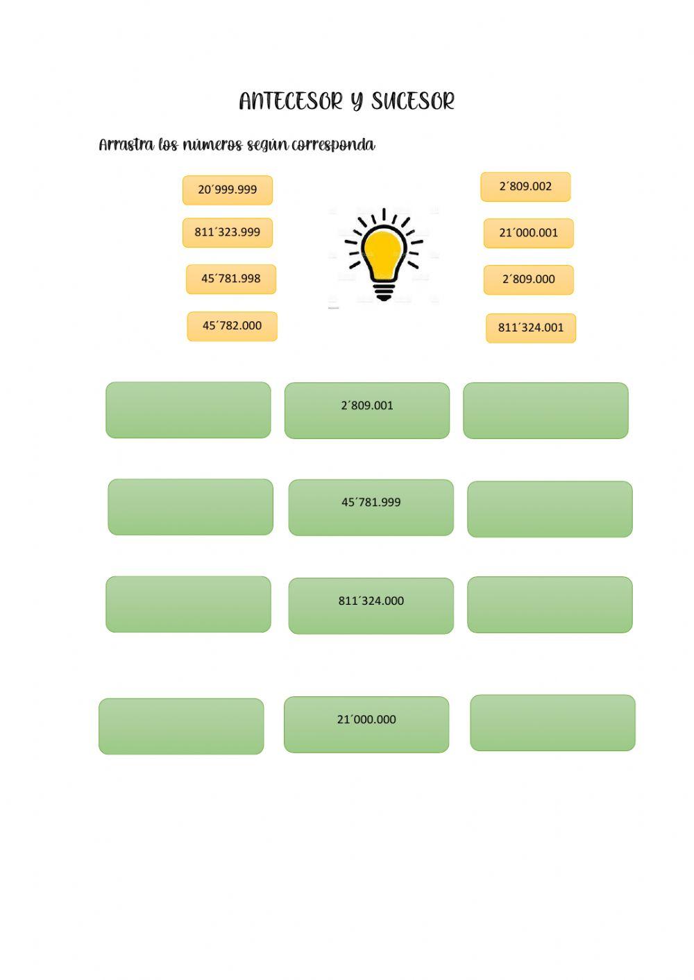 Antecesor y sucesor de números naturales