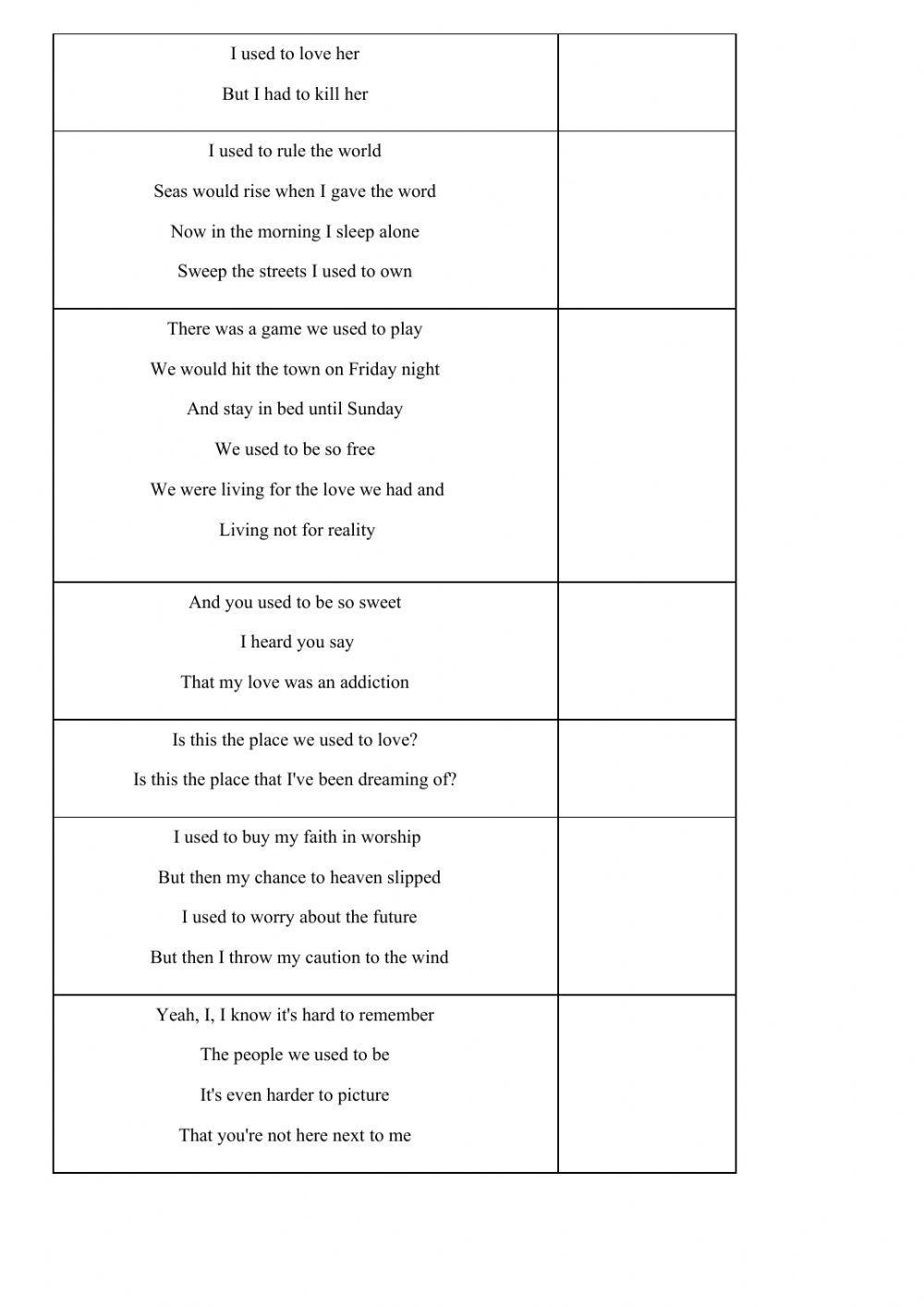 Used to - song compilation