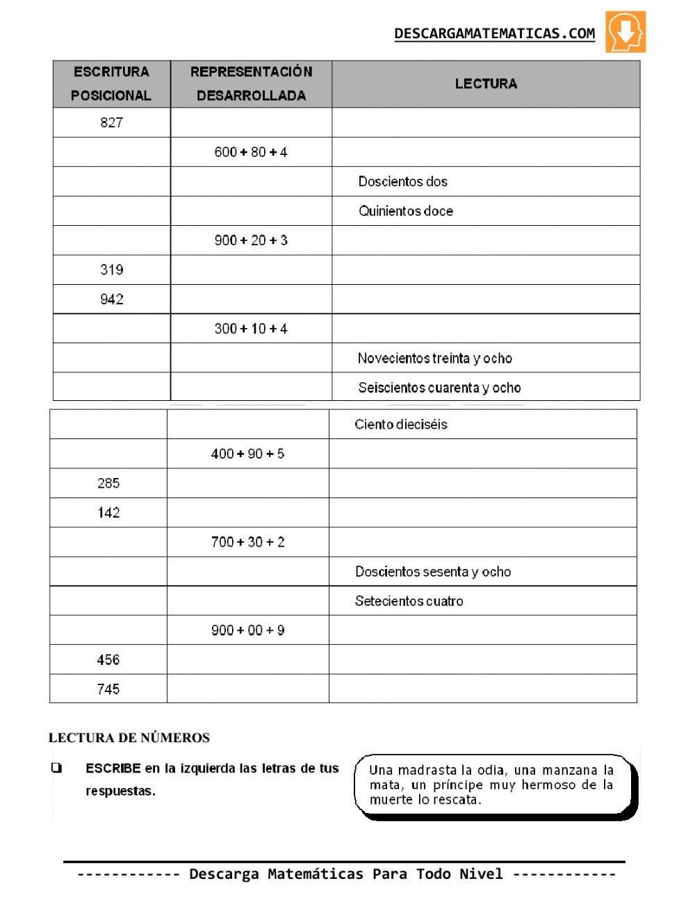 Valor posicional 3ero