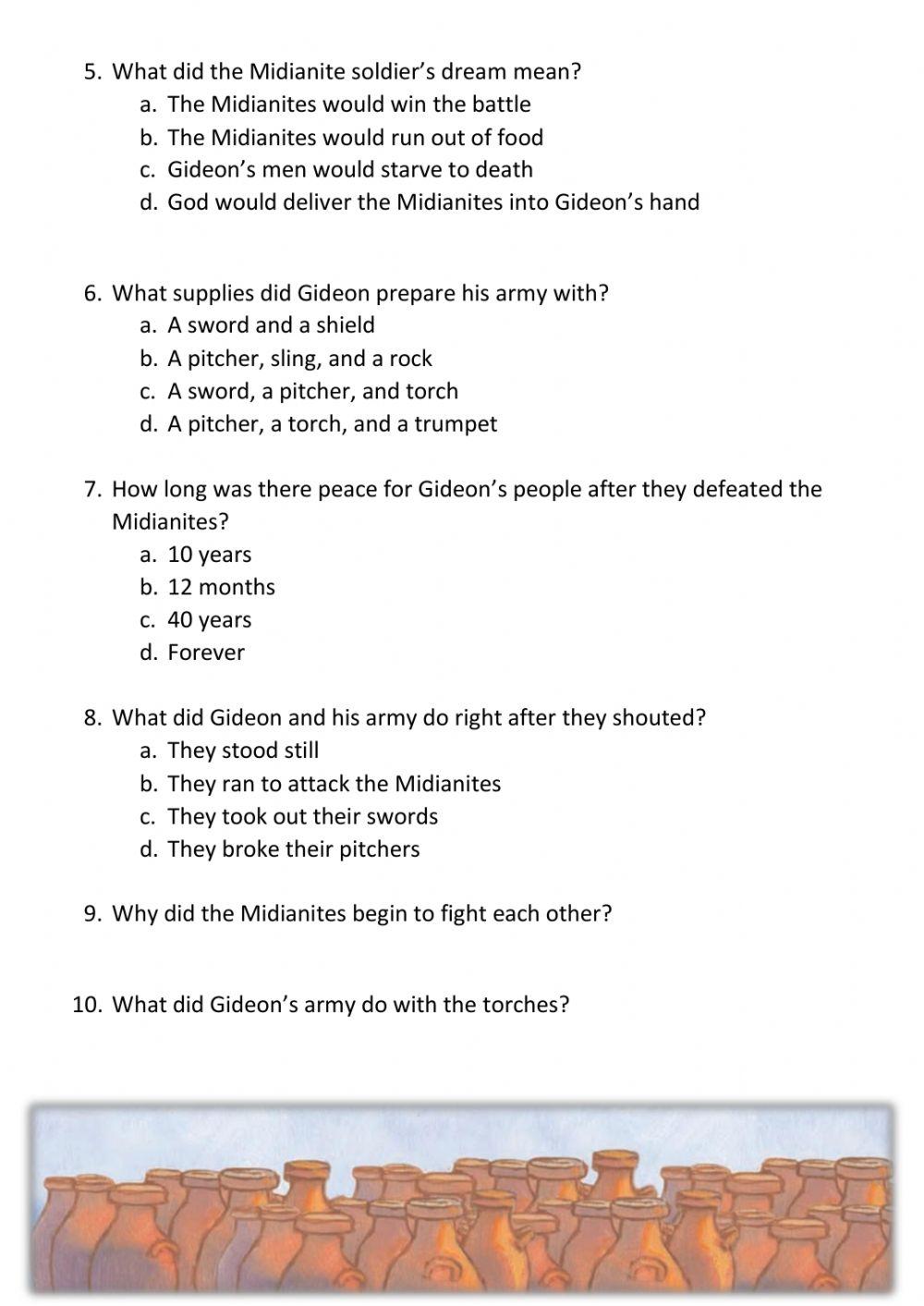 Gideon Comprehension Quiz