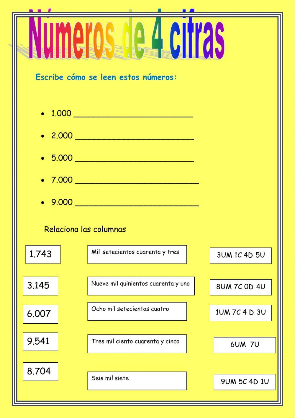 Números de 4 cifras