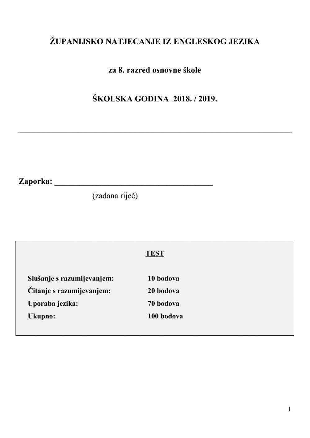 ZUPANIJSKO engleski 2019