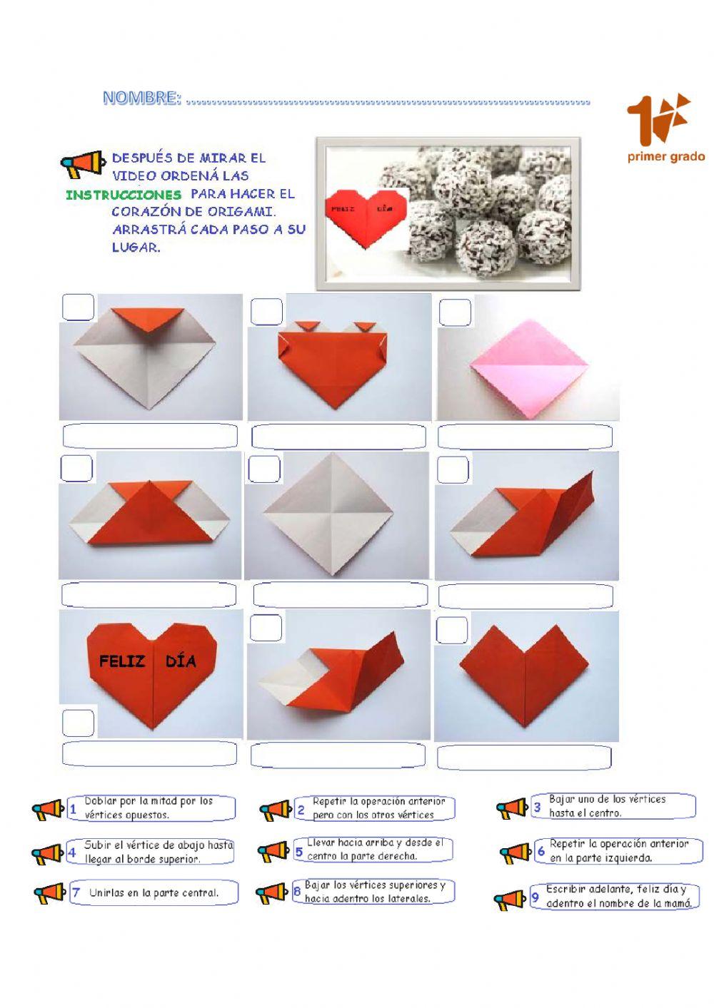 Instrucciones corazón de origami