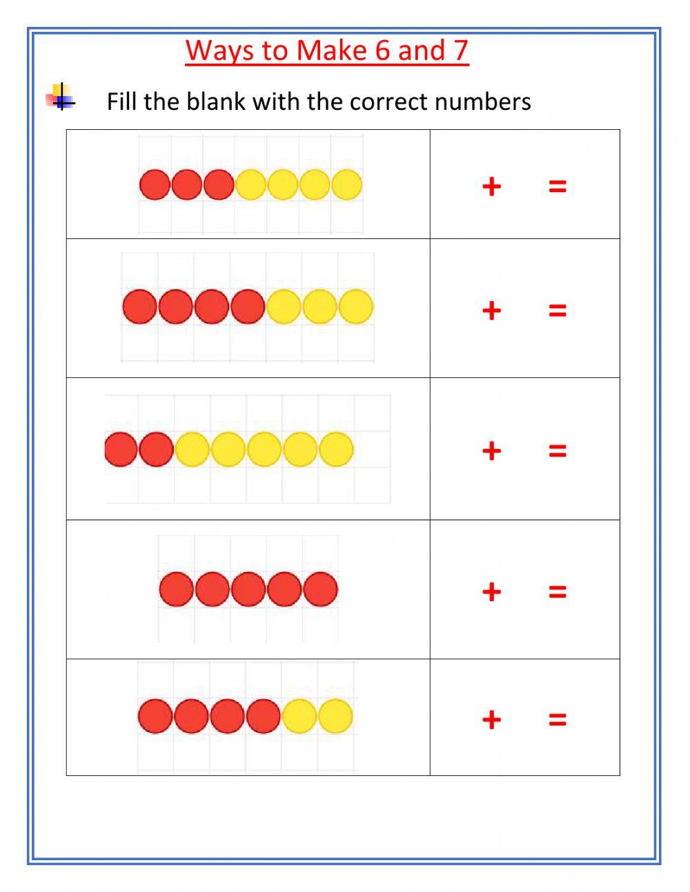 Ways to make 6 and 7