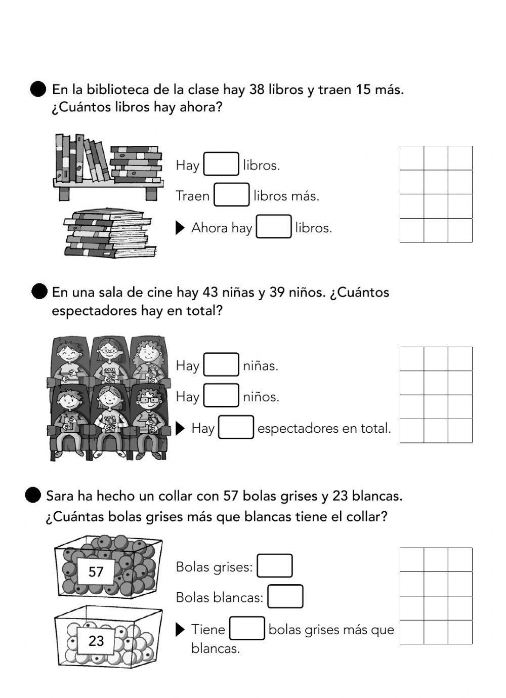 Sumas con y sin llevada-restas