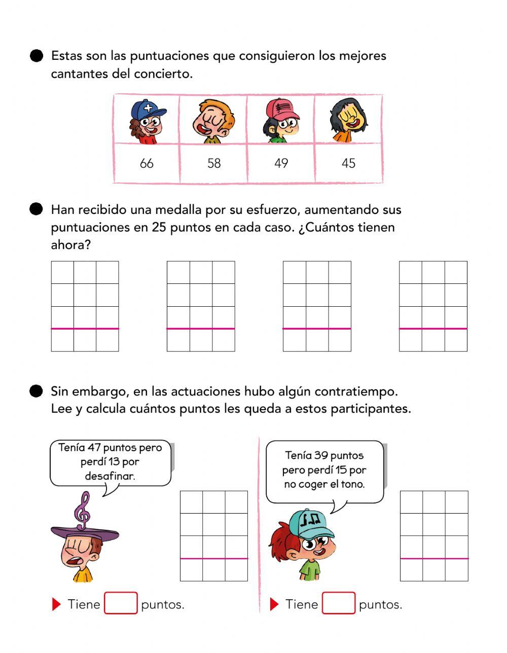 Cálculo y problemas suma y resta