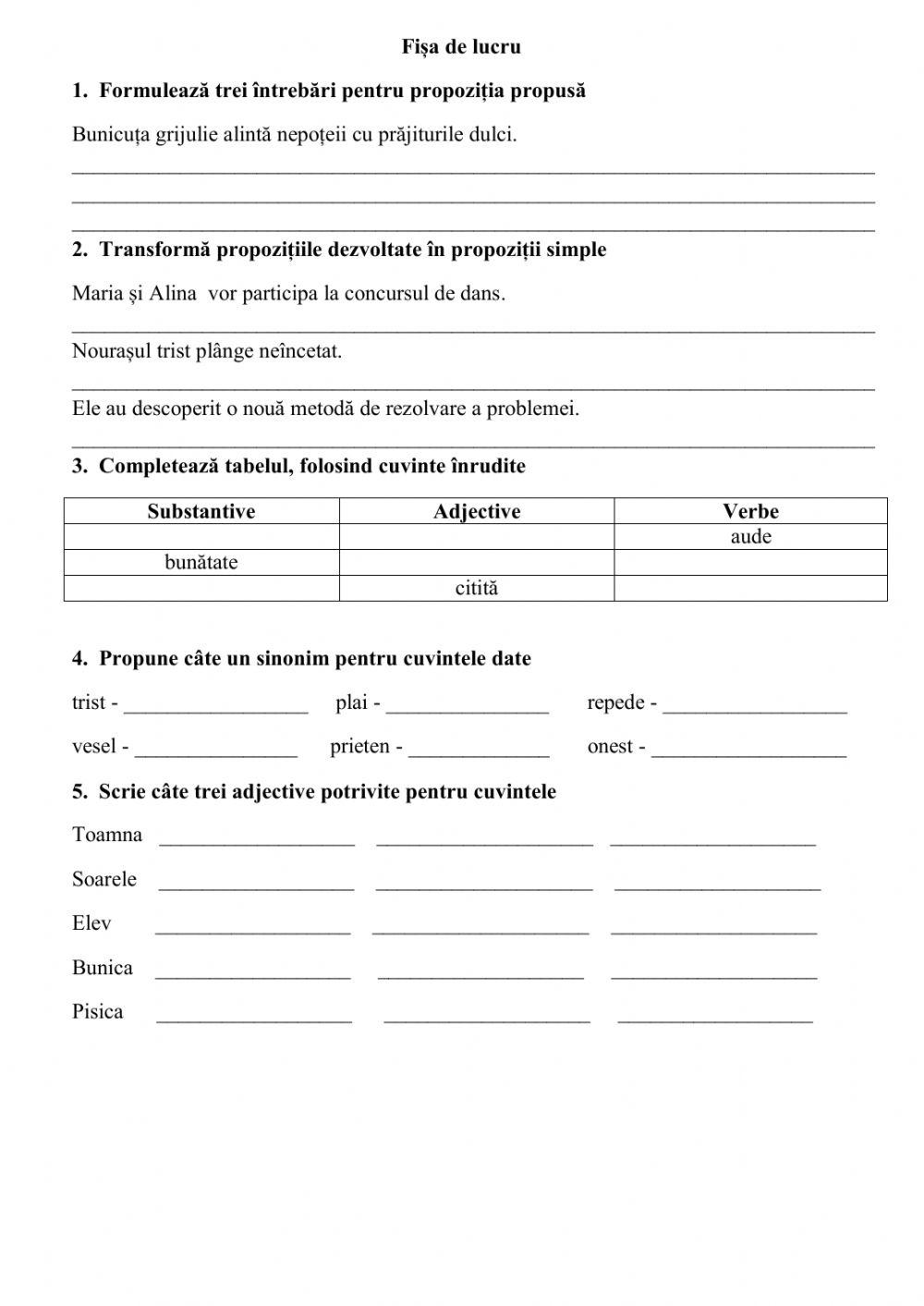 Exerciții gramaticale