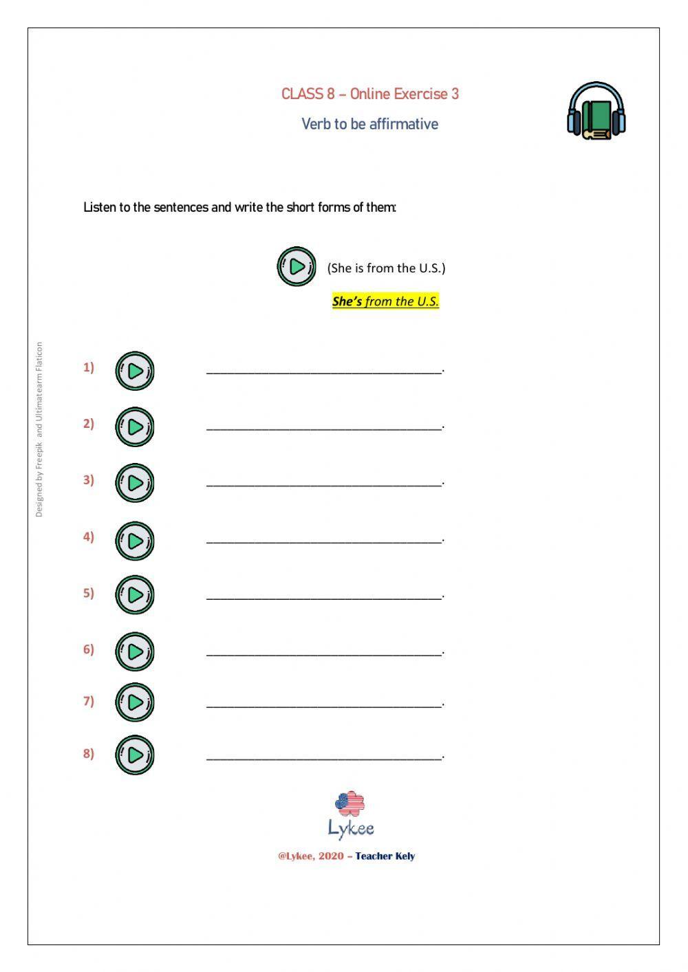 Verb to be Affirmative