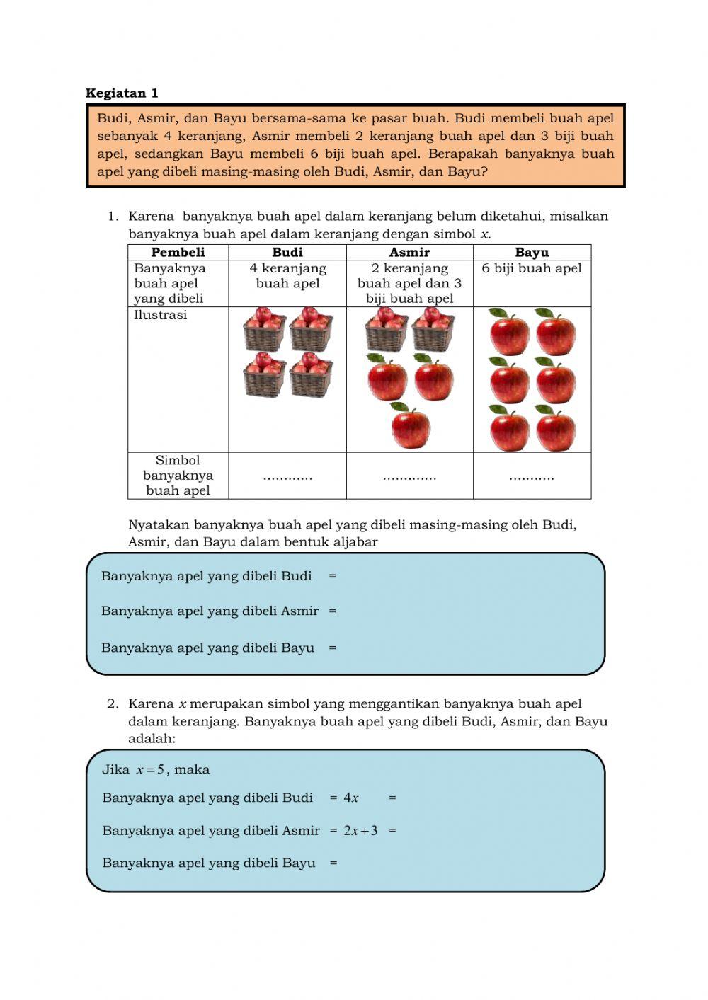 LKPD Unsur-Unsur Bentuk Aljabar