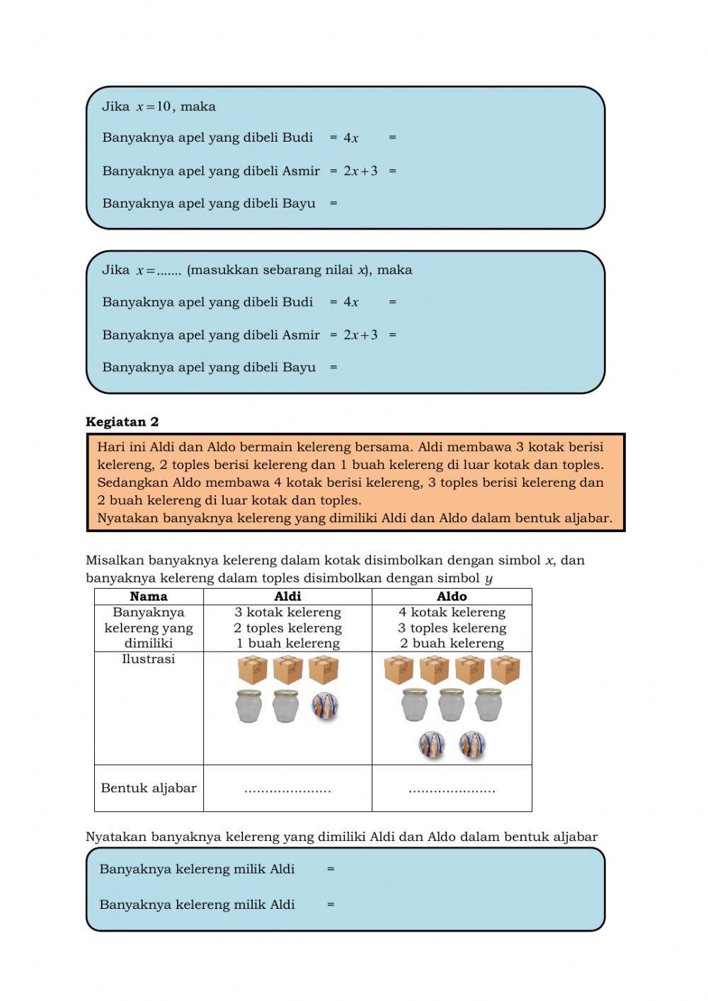 LKPD Unsur-Unsur Bentuk Aljabar
