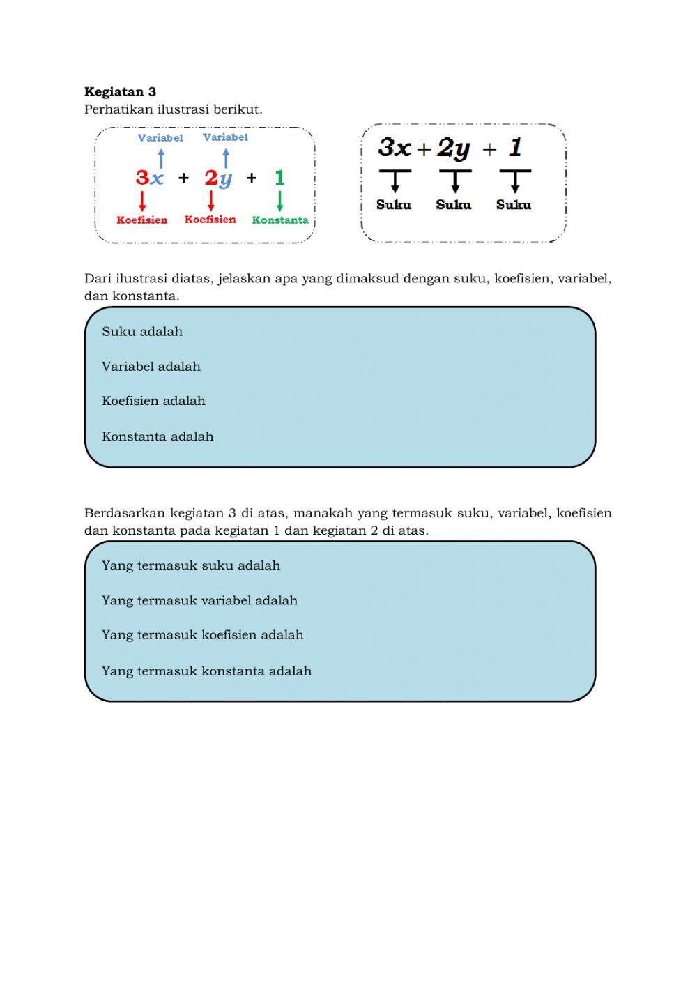 LKPD Unsur-Unsur Bentuk Aljabar
