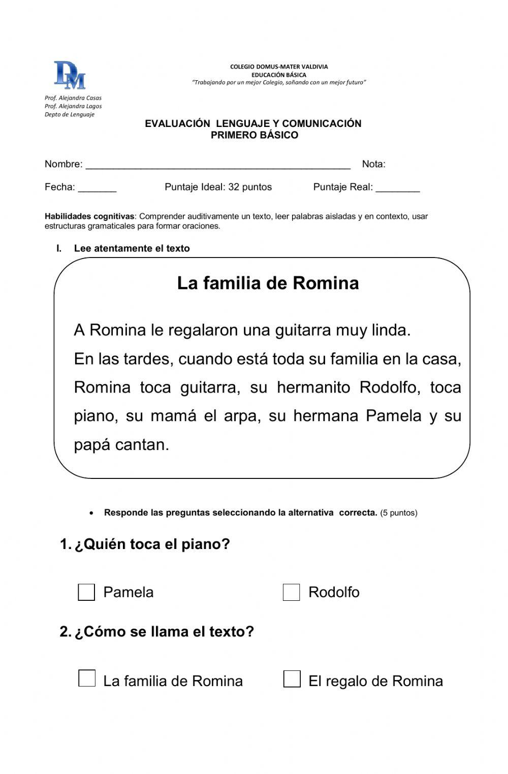 Evaluación de Lenguaje