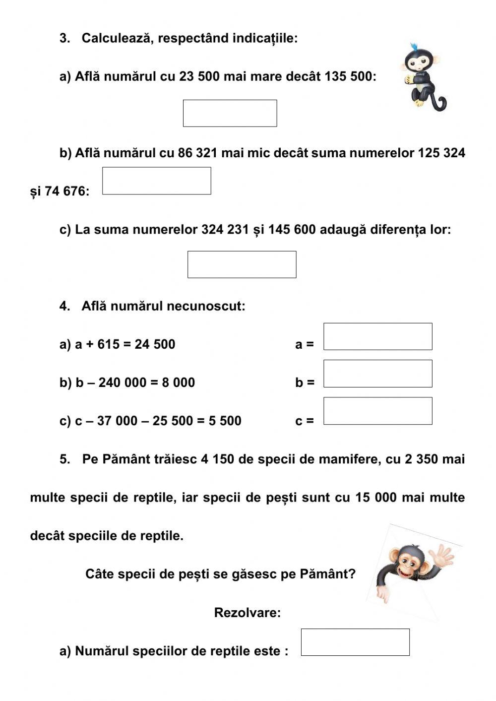 Adunarea și scăderea ( 0 - 1 000 000 )