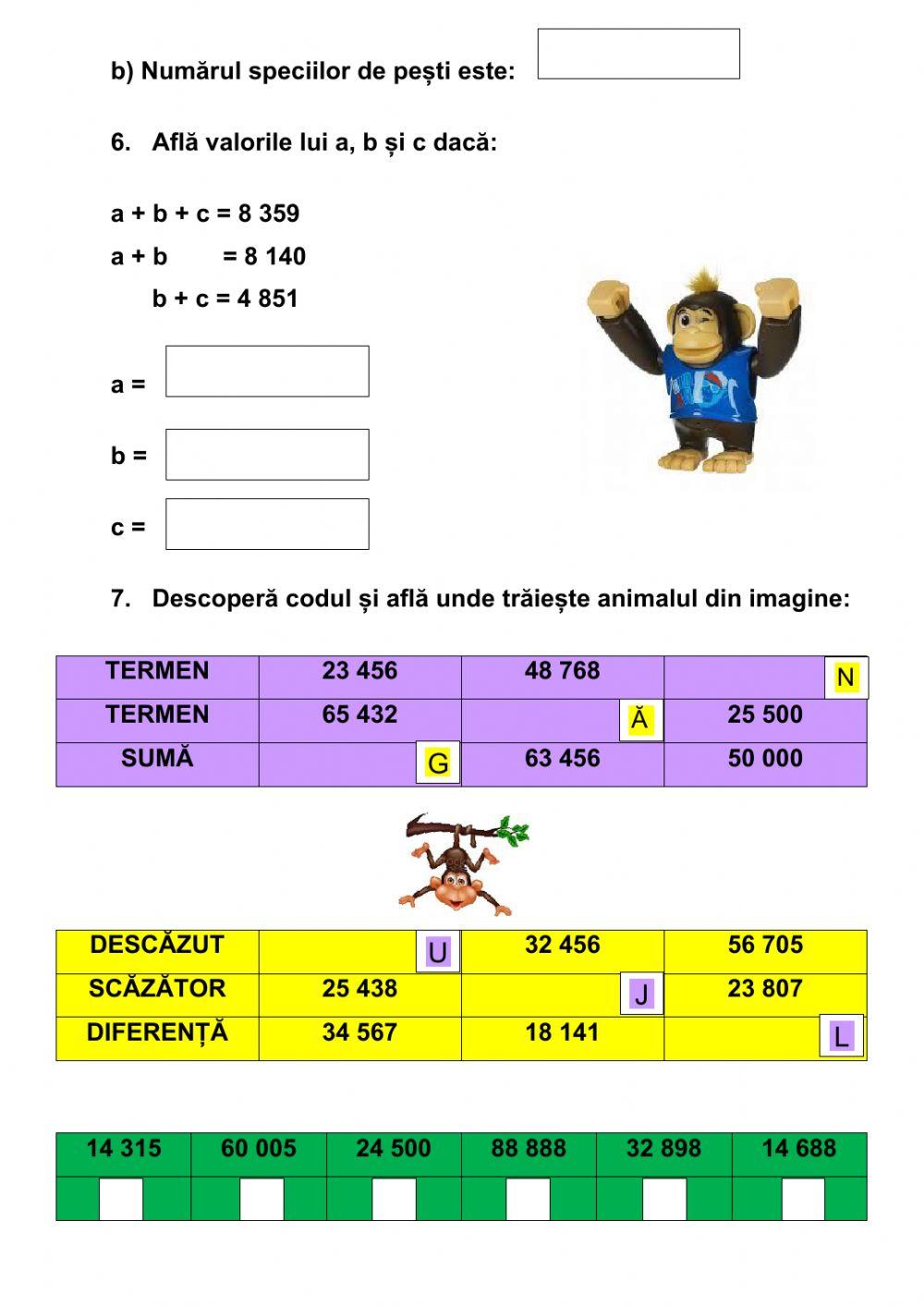 Adunarea și scăderea ( 0 - 1 000 000 )
