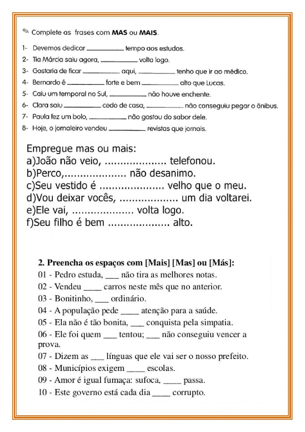 Ortografia Mais- mas- más