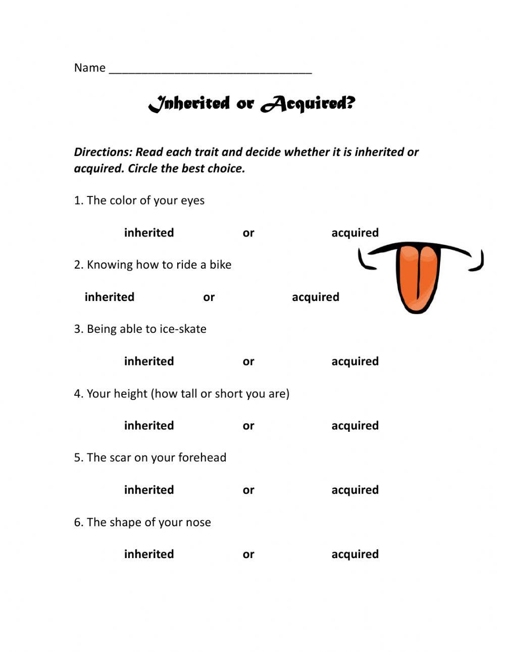 Inherited or Acquired Trait worksheet | Live Worksheets inherited-or-acquired-trait-worksheet-live-worksheets