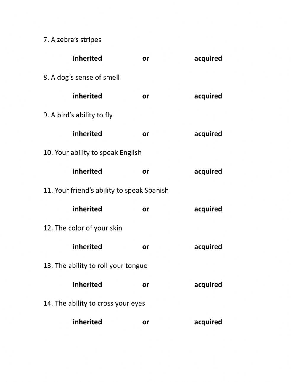 Inherited or Acquired Trait