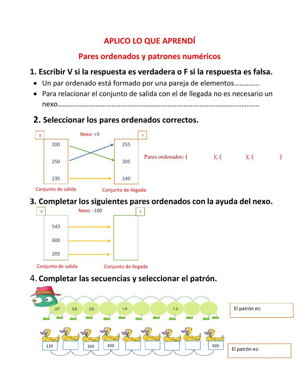 Pares ordenados y patrones