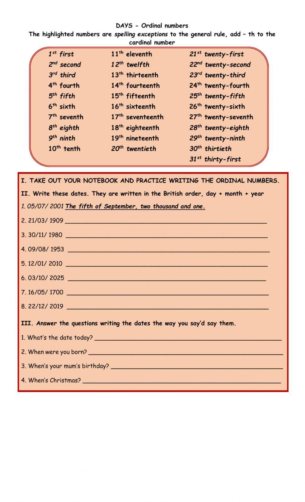 JU1B UNITS 7 - 8 HOW TO SAY THE DATE IN ENGLISH