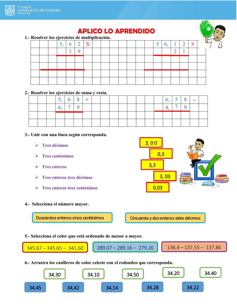 Repaso de los números decimales 2