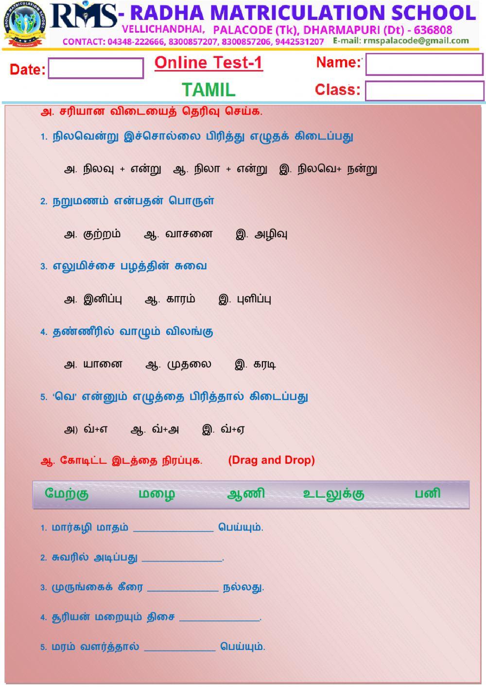 III Std Tamil Basics