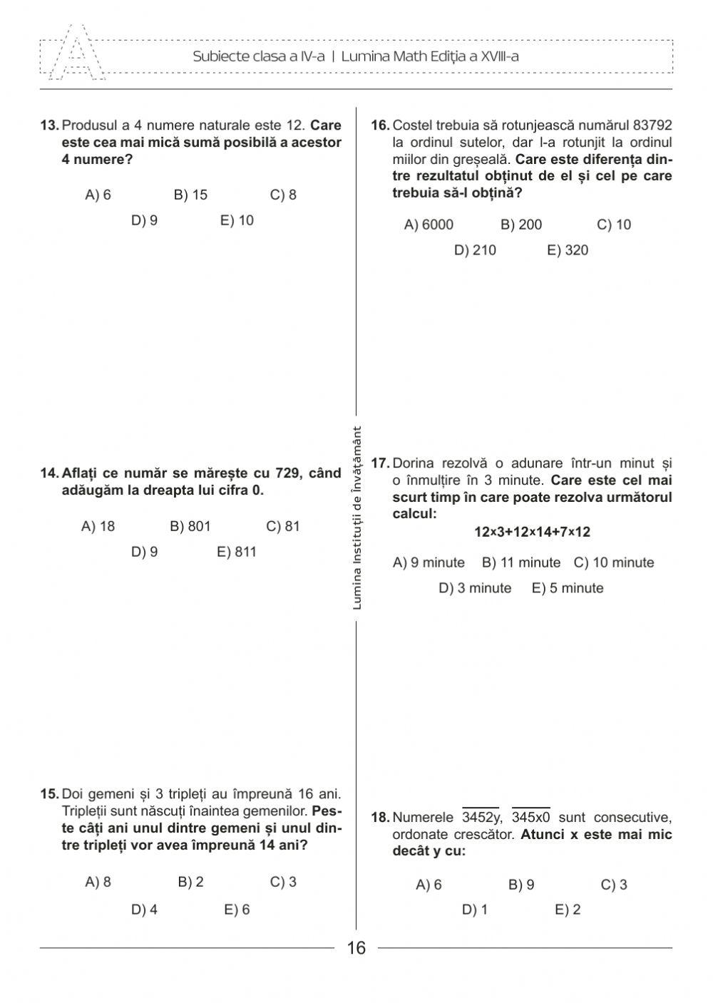 Subiecte LuminaMath 2014
