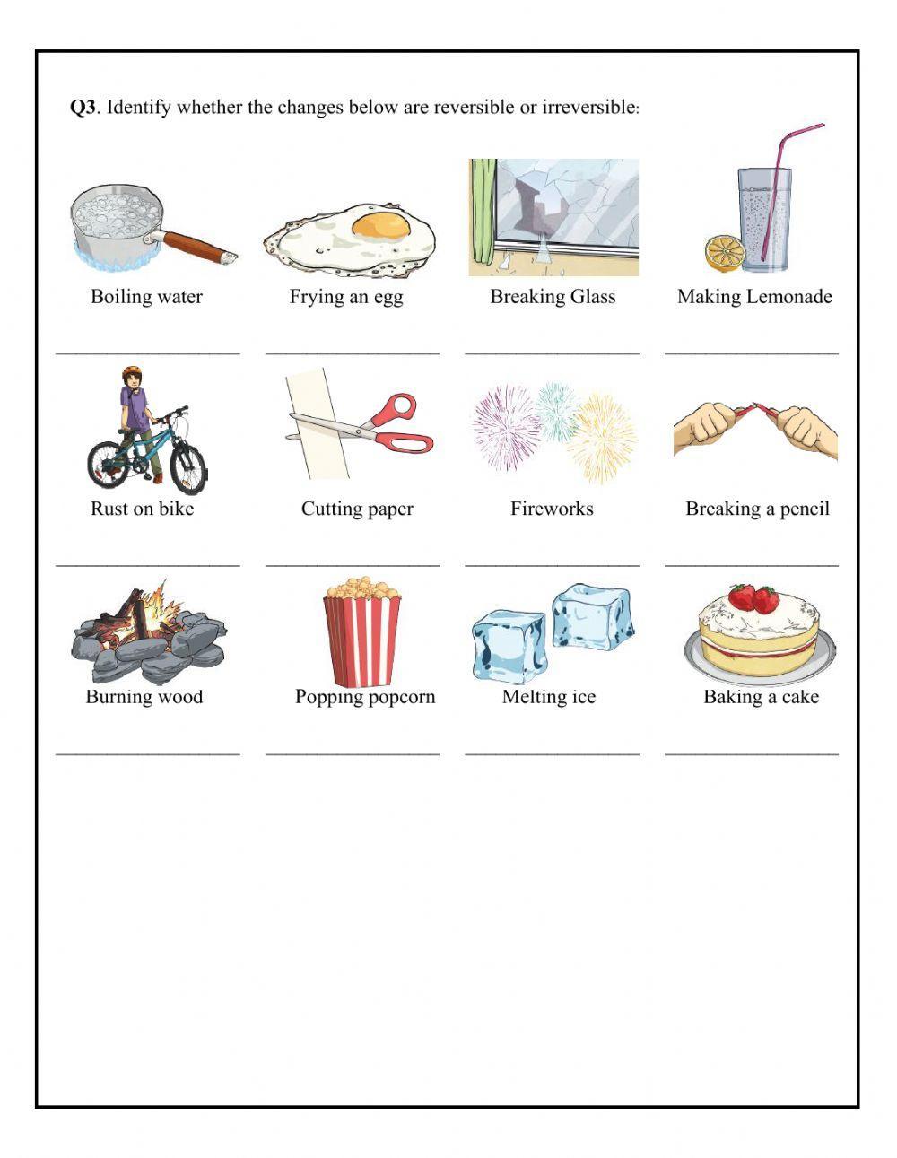 Reversible and Irreversible changes