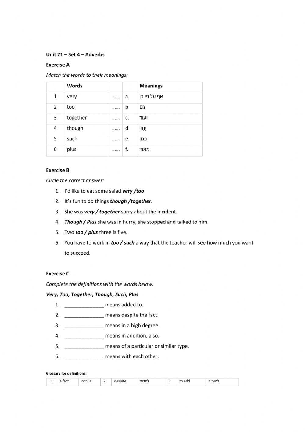Band 1 (Core 1) - Unit 21 - Set 4