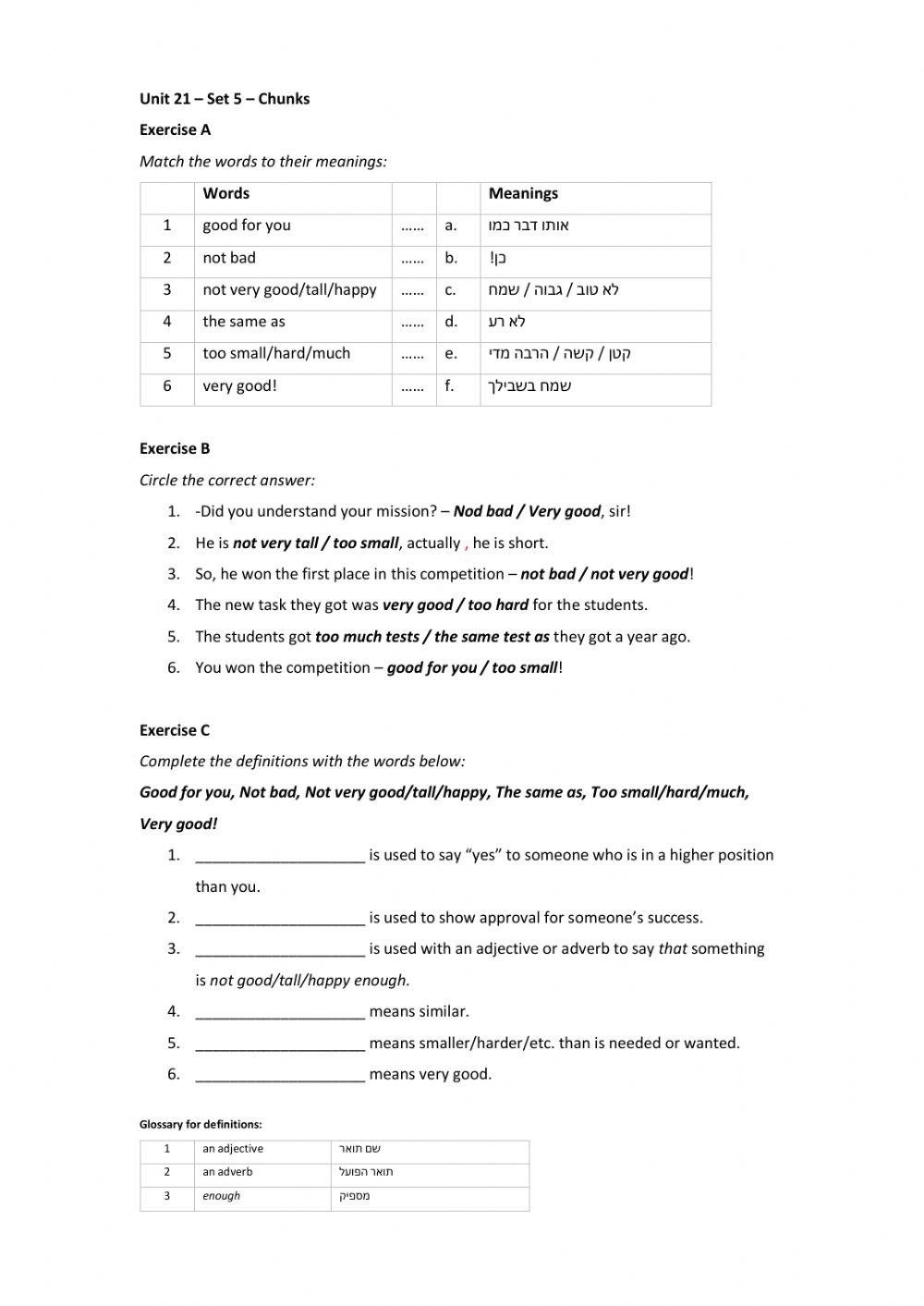 Band 1 (Core 1) - Unit 21 - Set 5