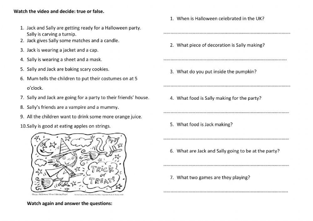 Halloween in the UK (video worksheet)