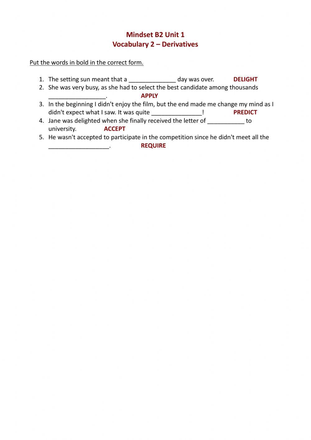 MIndset B2 - Vocabulary 2