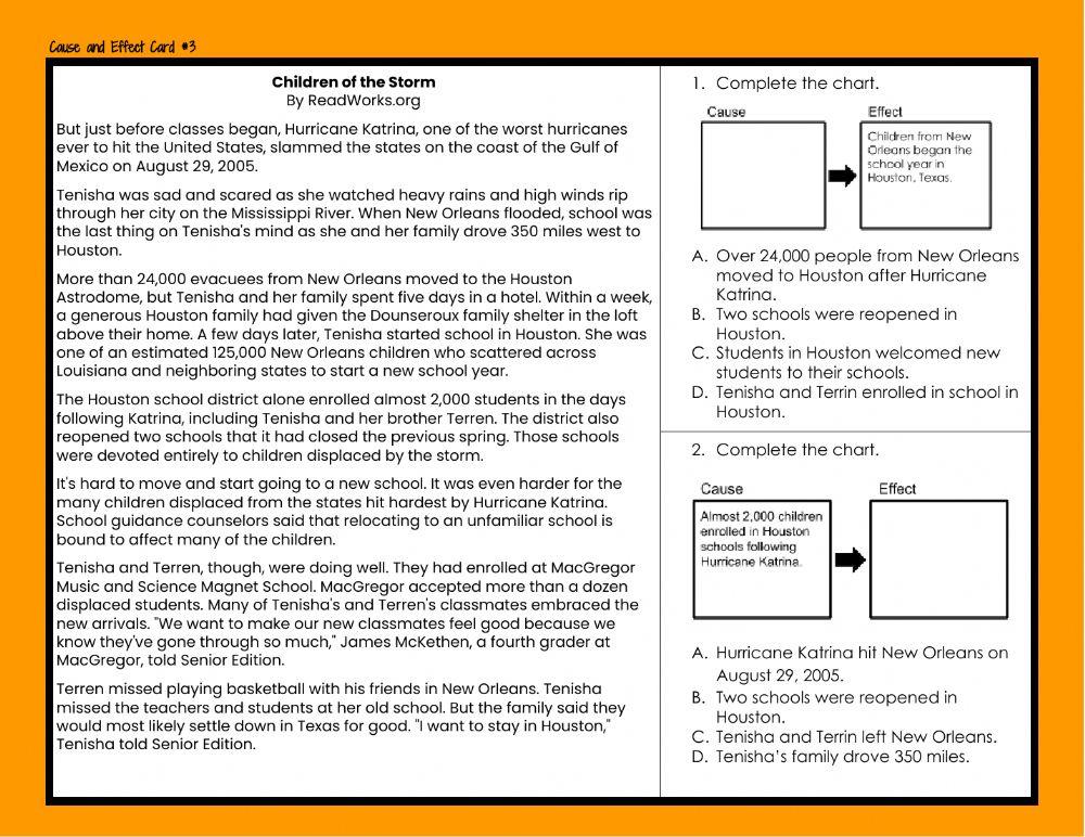 Cause and Effect Task Cards Set 1