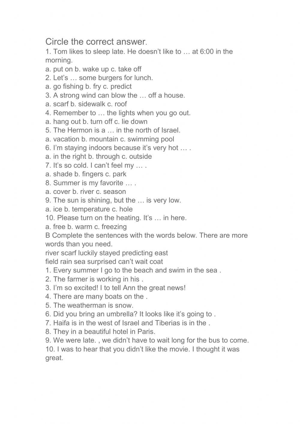 Sky High Testy Klasa 6 TEST ON UNIT 1 SKY HIGH online exercise for | Live Worksheets