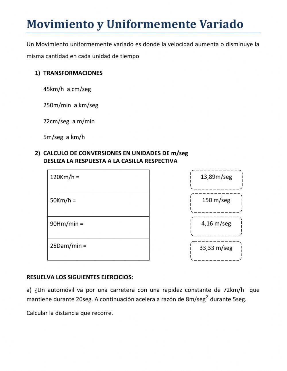 Movimiento y Uniformemente Variado