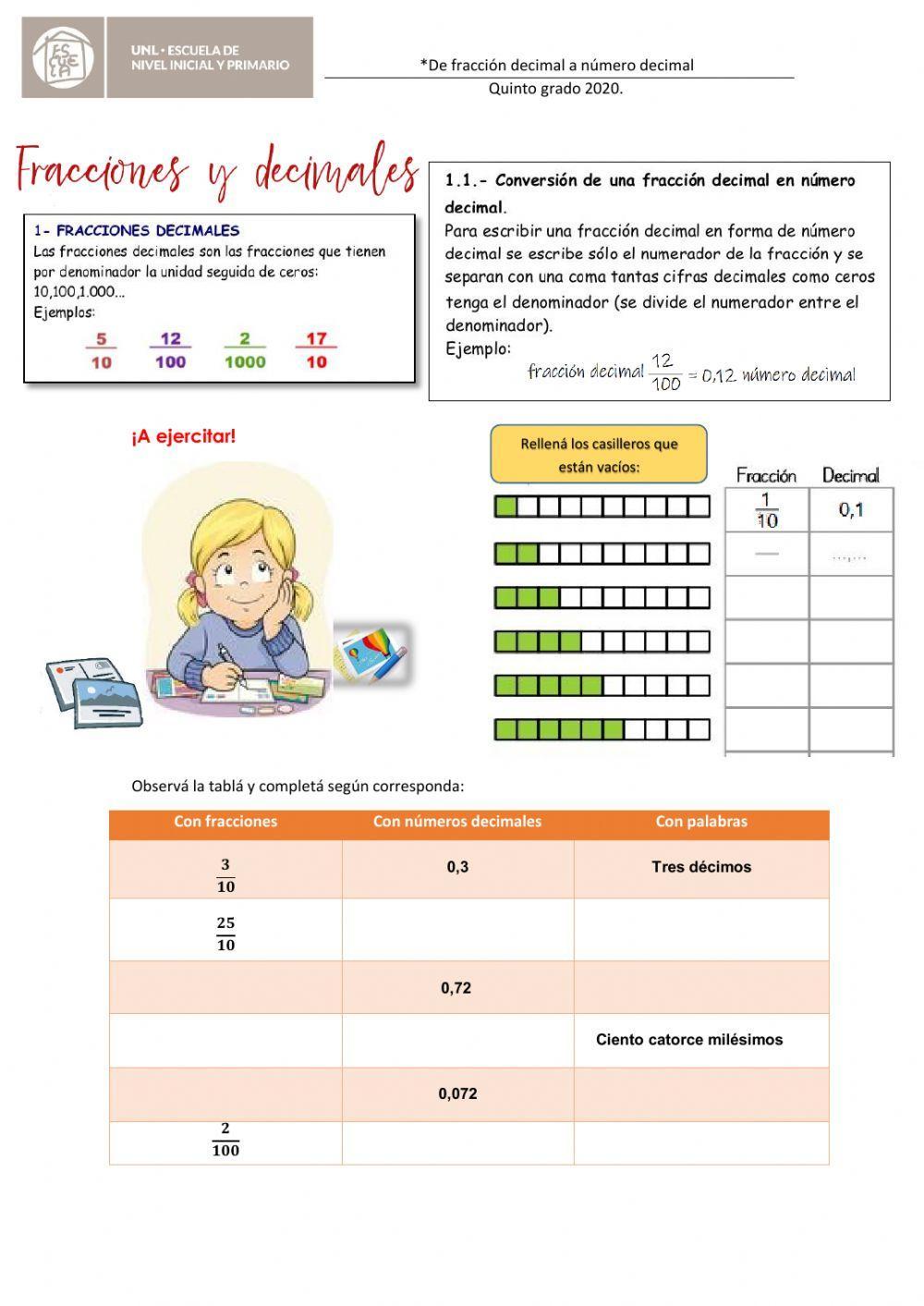 Fracciones y decimales p.