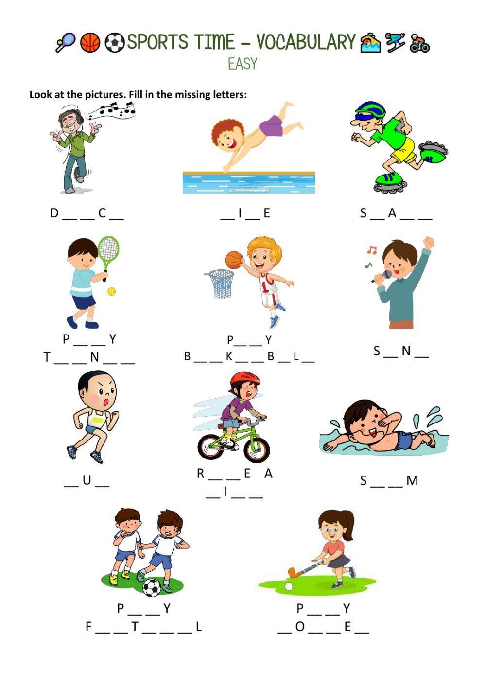 Sports Vocabulary Activity For 4 Live Worksheets sports-vocabulary-activity-for-4-live-worksheets