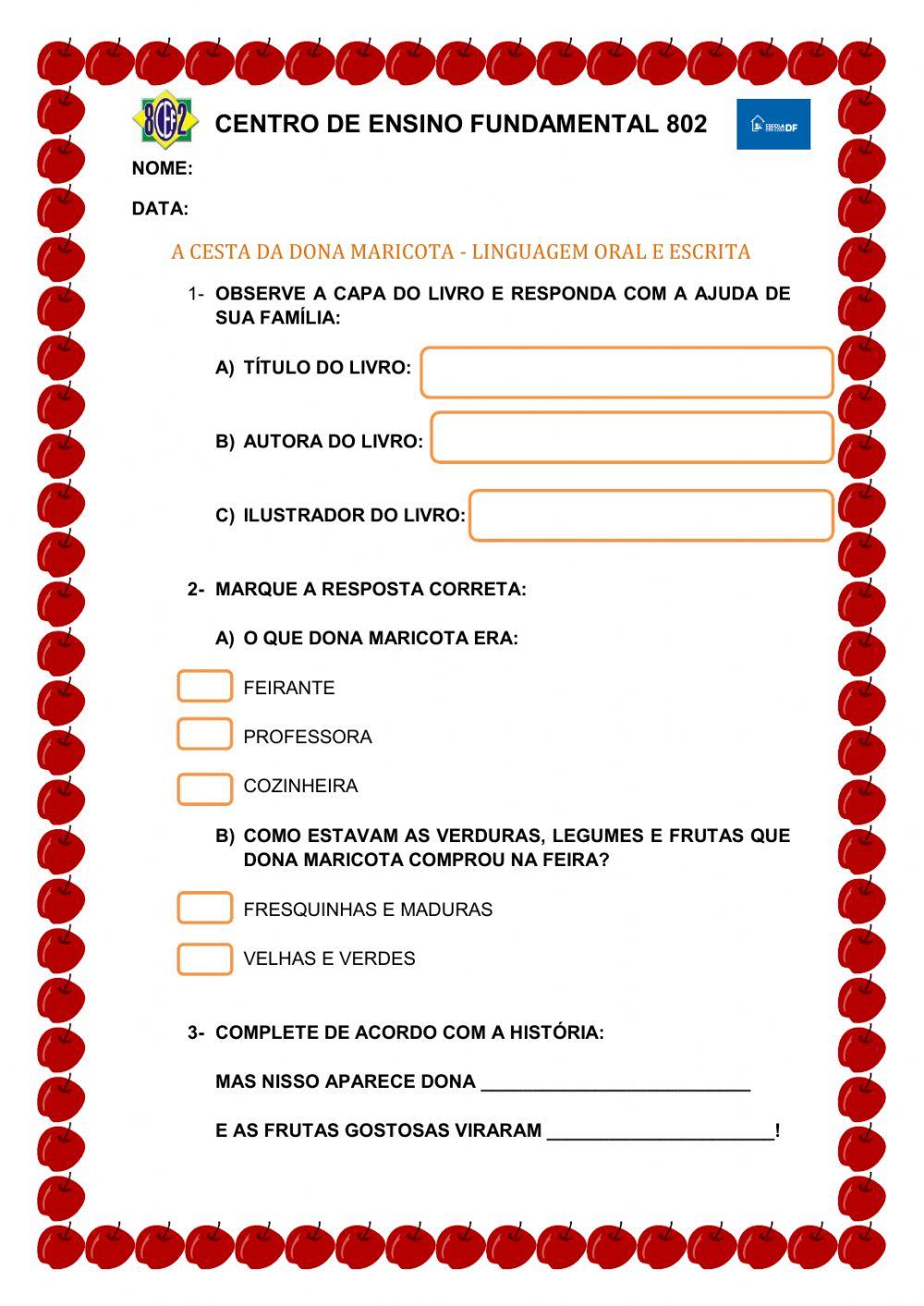 Sequência didática: a cesta da dona maricota