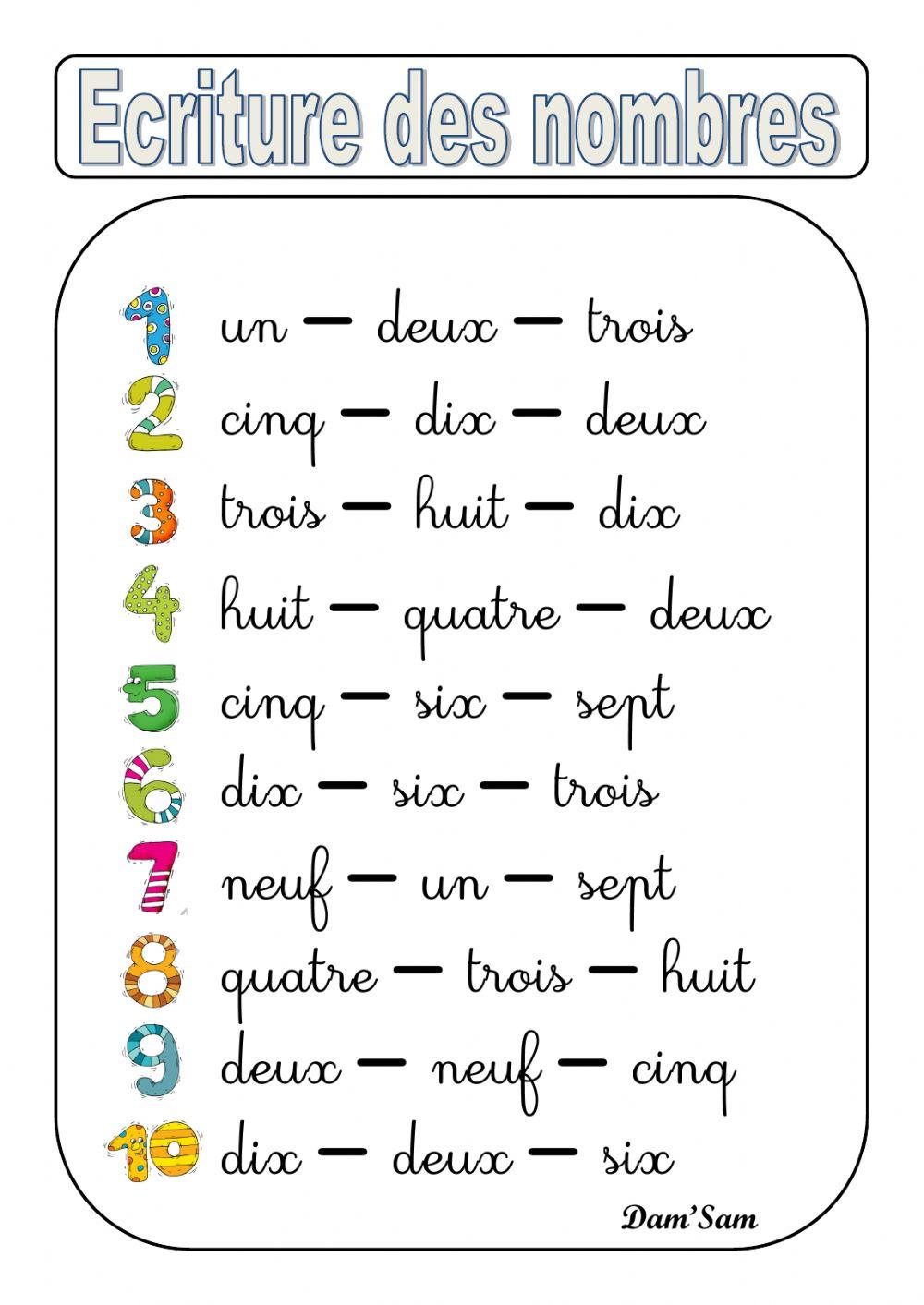 Ecriture des nombres