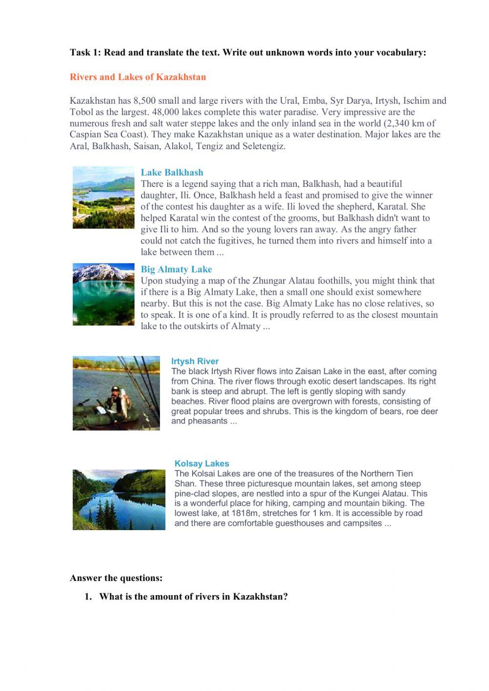 Rivers and Lakes of Kazakhstan