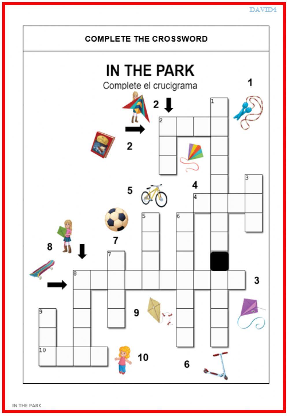 In the park. Crossword