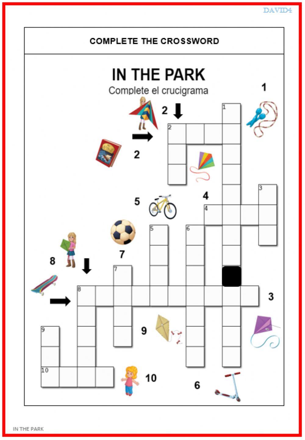 In the park. Crossword In the park. Crossword
