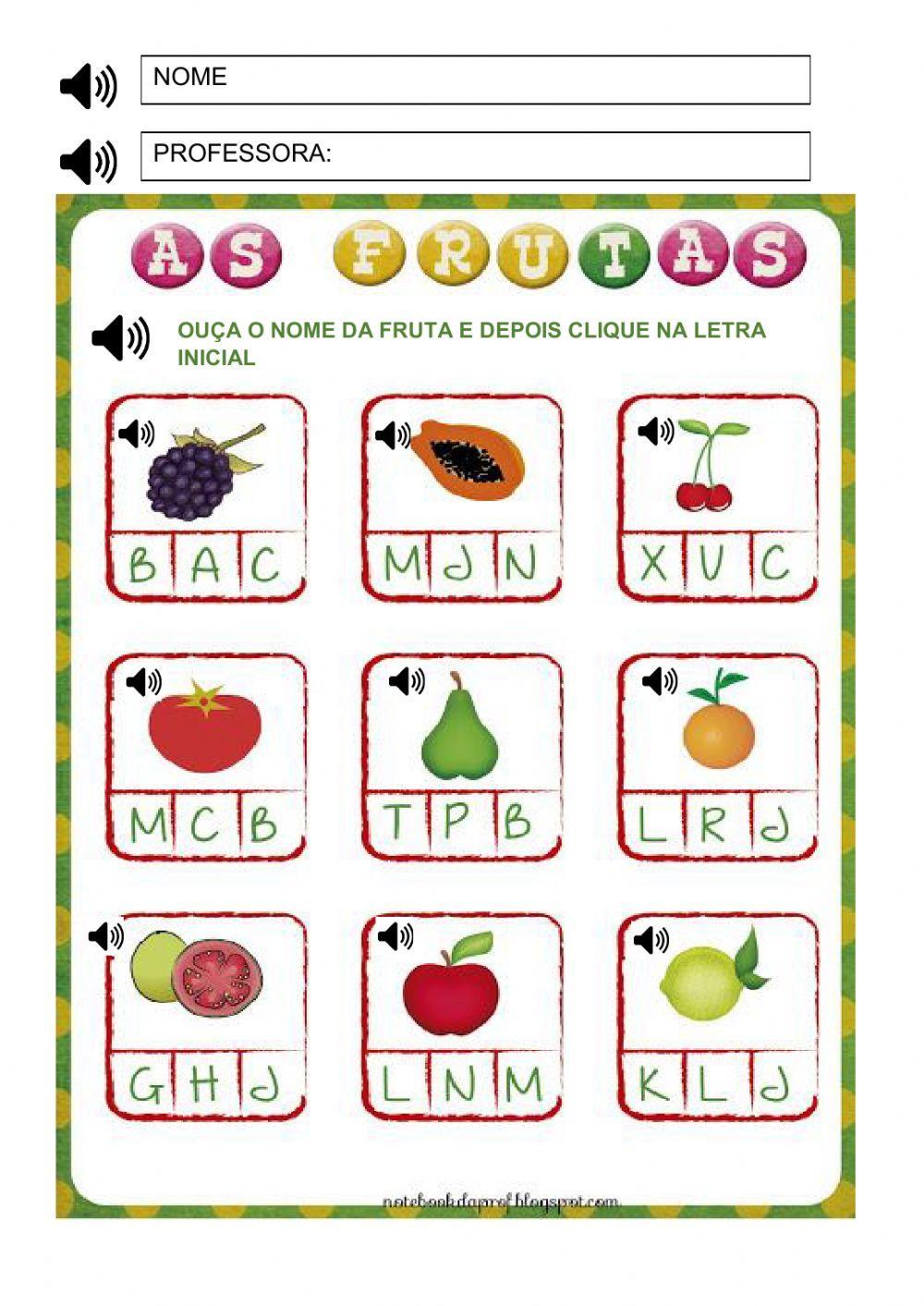 Letra inicial - Frutas