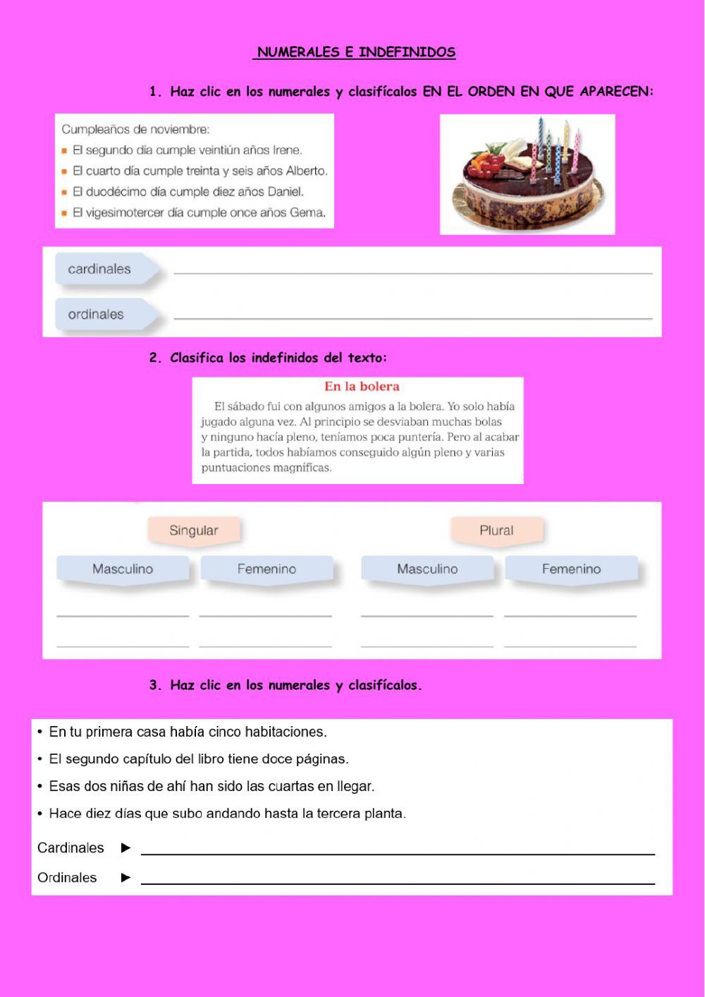 Numerales e indefinidos