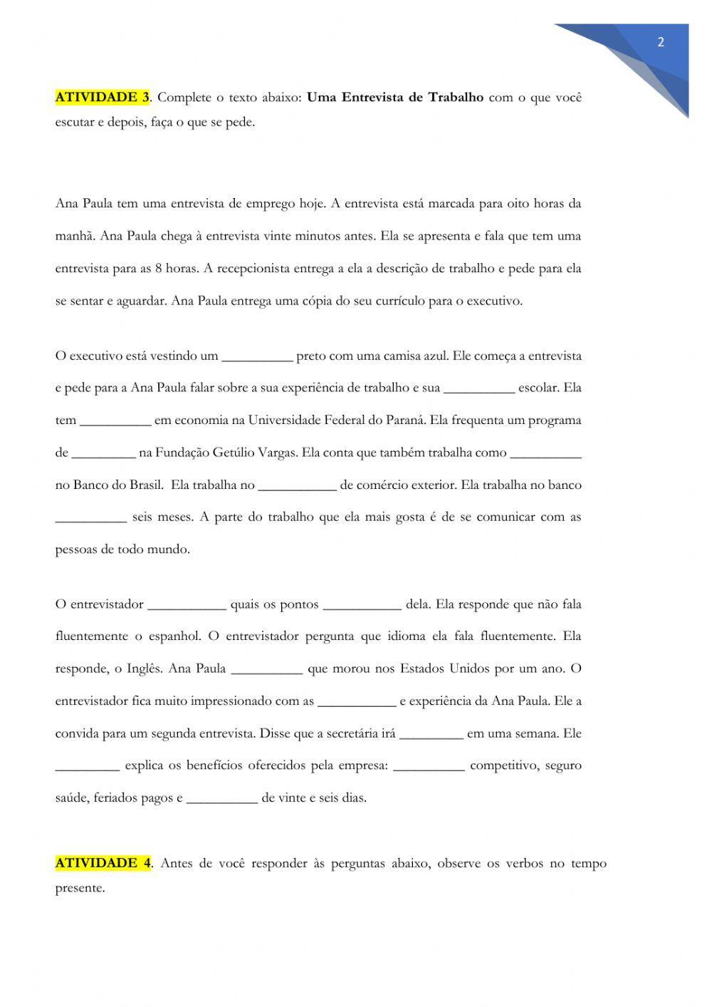 ENTREVISTA DE EMPREGO 