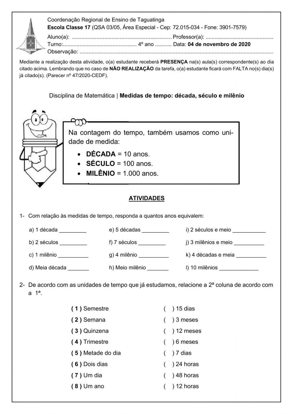 Década, século e milênio
