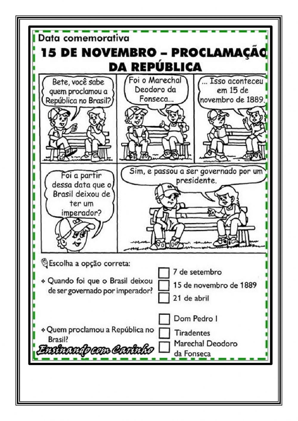 Proclamação da República do Brasil interactive worksheet