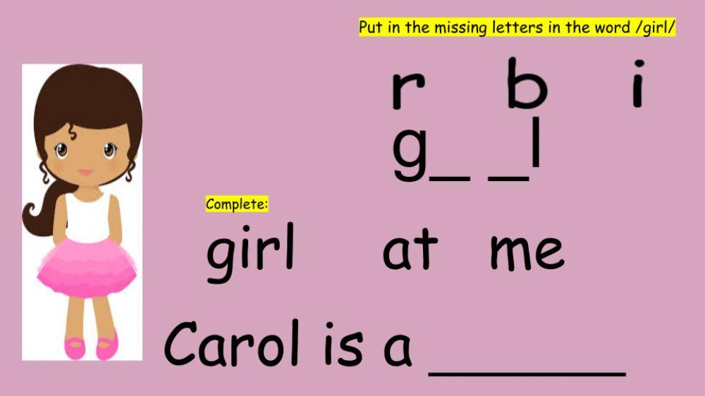 Girl missing letters
