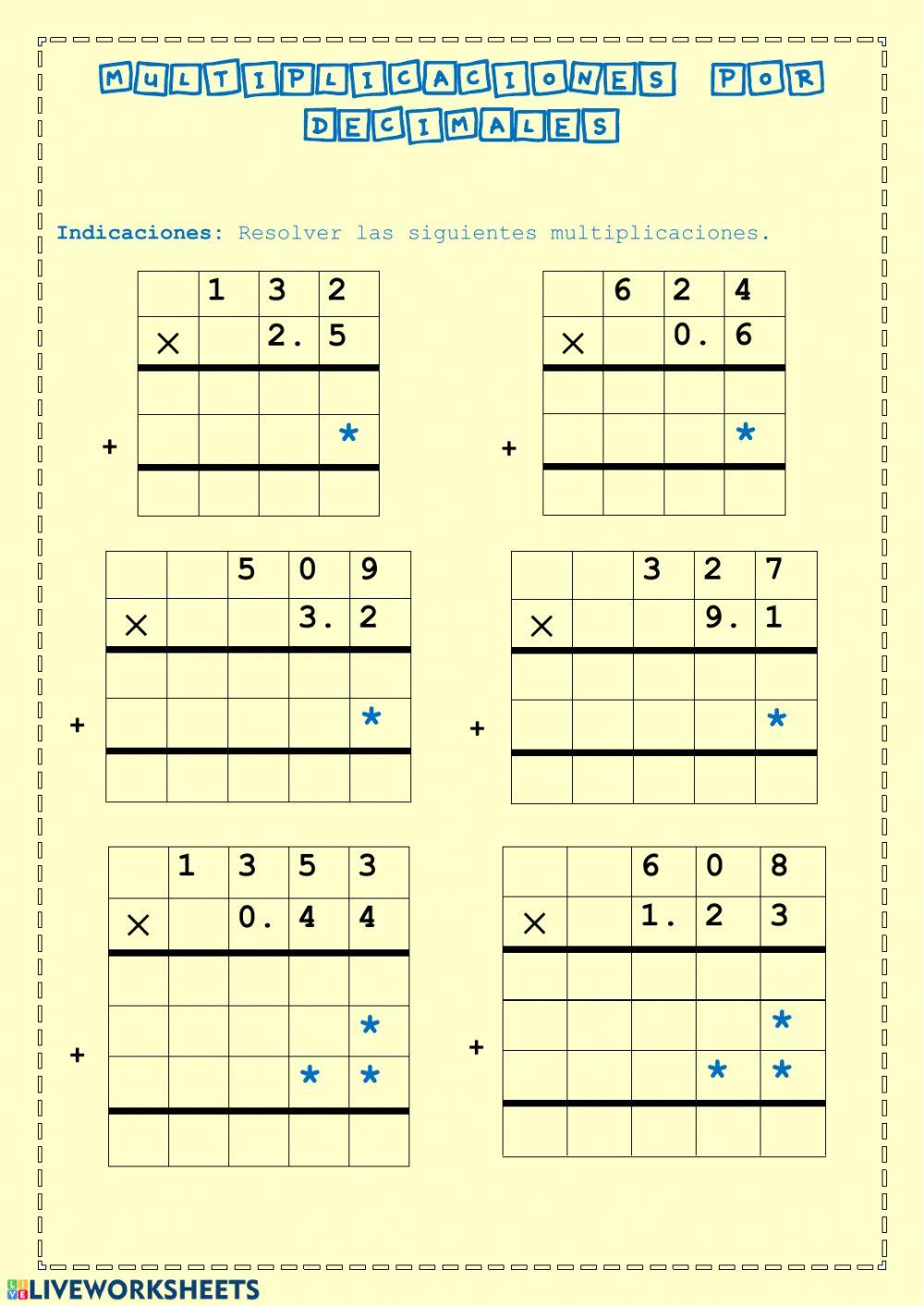 Multiplicación con decimales