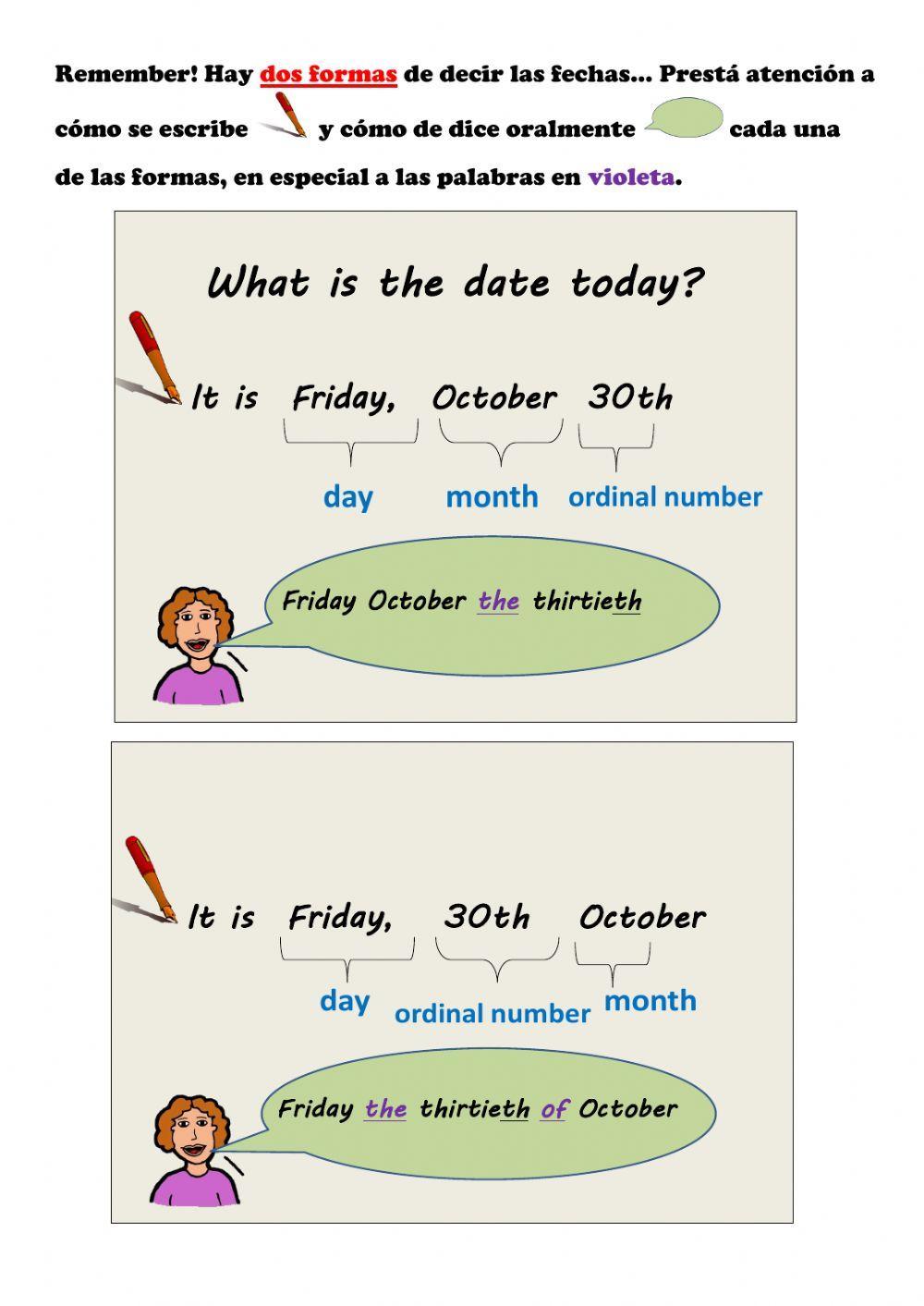 Dates and ordinal numbers