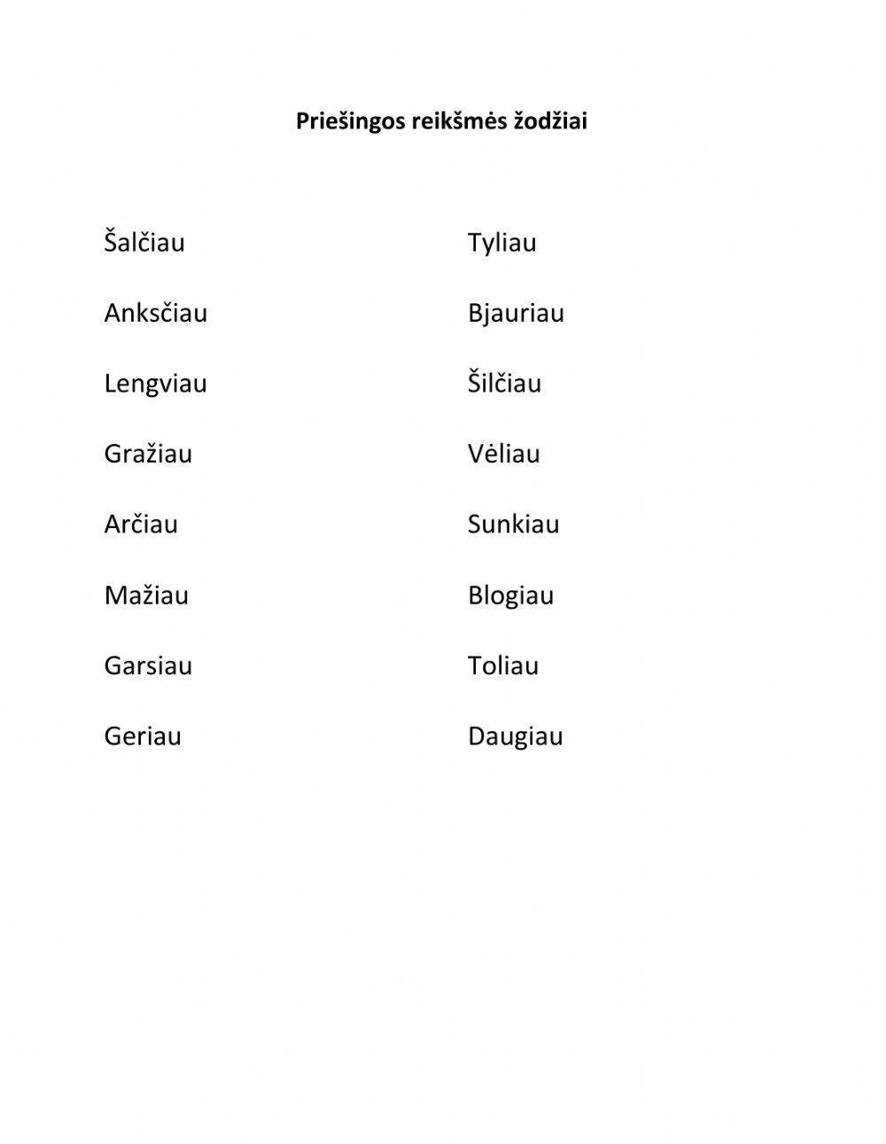 Priešingos reikšmės žodžiai